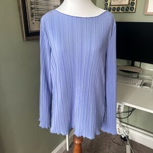 A New Day Soft Blue Pleated Blouse